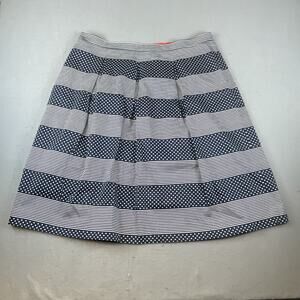 Boden Lola Womens Sz 18R A-Line Skirt Navy Blue Gray Striped Polka Dot